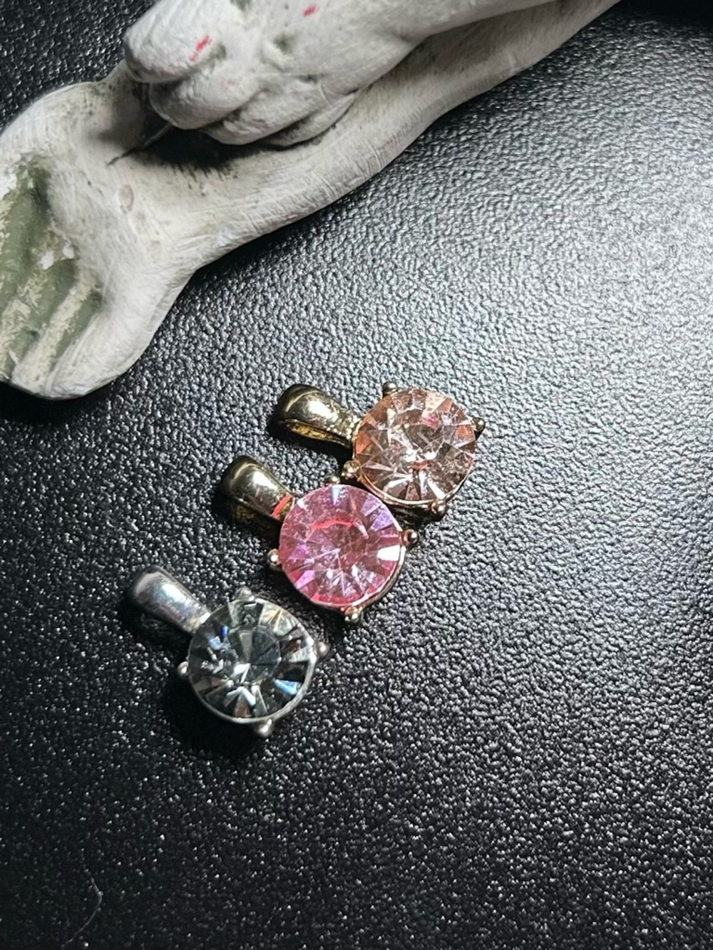 Napier Three-Stone Pendant Trio in Pink, Champagne & Gray